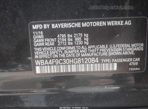 WBA4F9C30HG812084 2017 BMW 4 SERIES Black Widok komory silnika