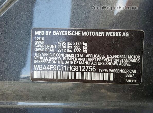 WBA4F9C31HG812756 2017 BMW 4 SERIES Серый Вид подкапотного пространства
