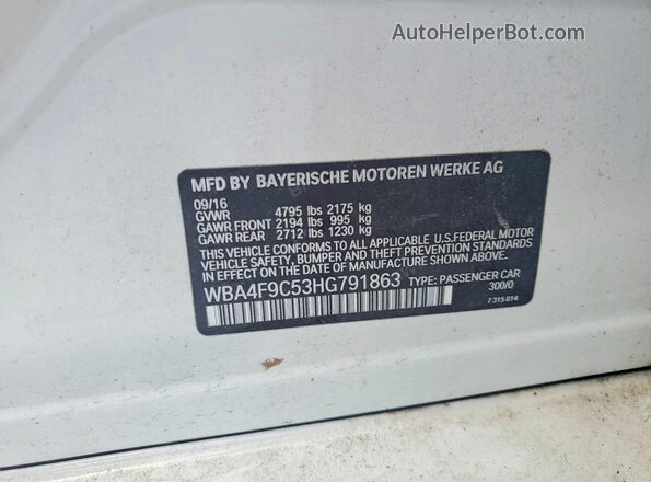WBA4F9C53HG791863 2017 BMW 4 SERIES White Vista del compartimento del motor