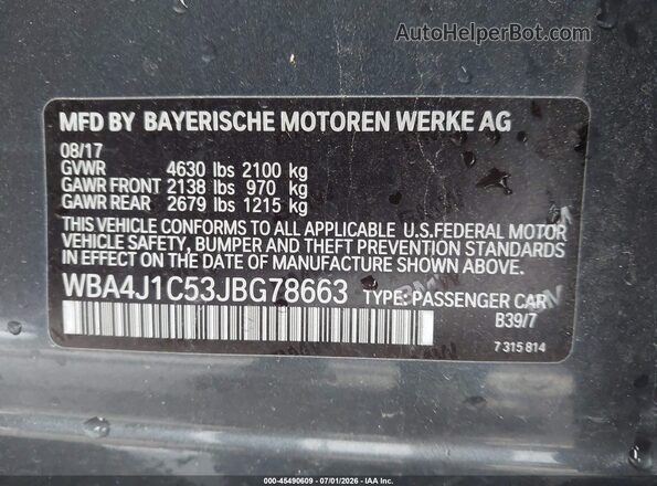 WBA4J1C53JBG78663 2018 BMW 4 SERIES Blue Widok komory silnika
