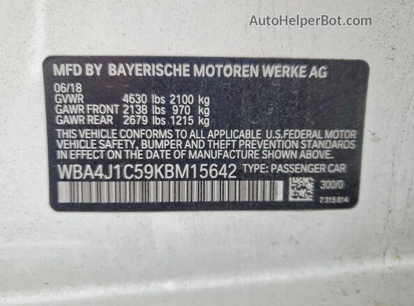 WBA4J1C59KBM15642 2019 BMW 4 SERIES White Engine compartment view