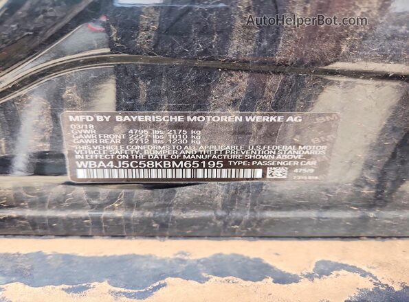 WBA4J5C58KBM65195 2019 BMW 4 SERIES Черный Вид наклейки с VIN-кодом