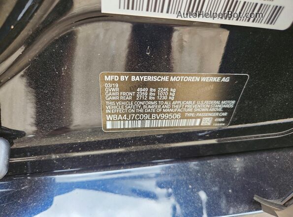 WBA4J7C09LBV99506 2020 BMW 4 SERIES Black Widok komory silnika