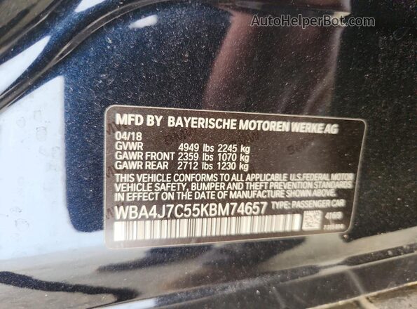 WBA4J7C55KBM74657 2019 BMW 4 SERIES Blue Vista del compartimento del motor
