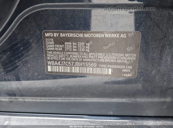 WBA4J7C57JBH15569 2018 BMW 4 SERIES Dark Blue ძრავის განყოფილების ხედი
