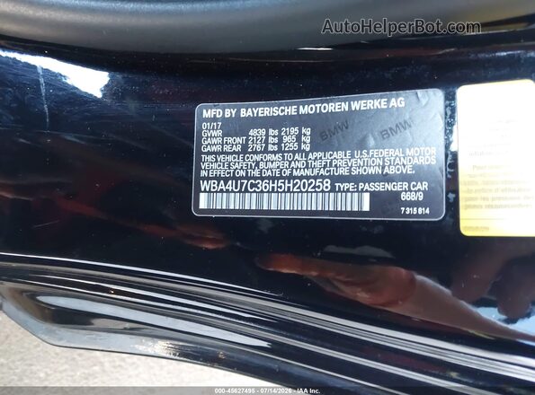 WBA4U7C36H5H20258 2017 BMW 4 SERIES Black Engine compartment view