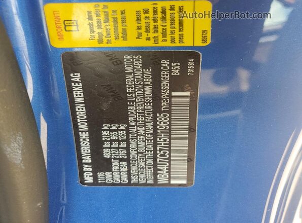WBA4U7C57H5H19685 2017 BMW 4 SERIES Blue Շարժիչի բաժամունքի տեսք