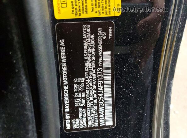 WBA4W3C54JAF91373 2018 BMW 4 SERIES Black Engine compartment view