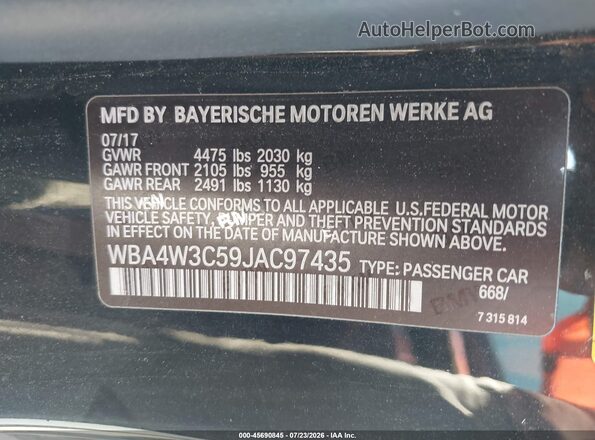 WBA4W3C59JAC97435 2018 BMW 4 SERIES Black Vista del compartimento del motor