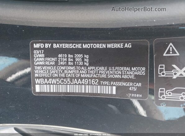 WBA4W5C55JAA49162 2018 BMW 4 SERIES Black Engine compartment view