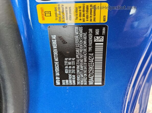 WBA4Z1C59KEE44214 2019 BMW 4 SERIES Blue ძრავის განყოფილების ხედი