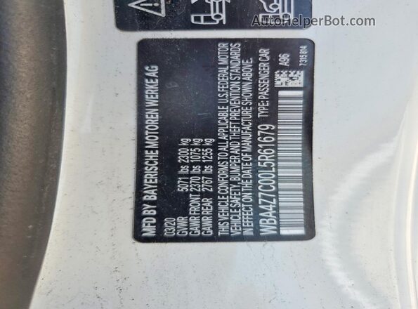 WBA4Z7C00L5R61679 2020 BMW 4 SERIES White ძრავის განყოფილების ხედი