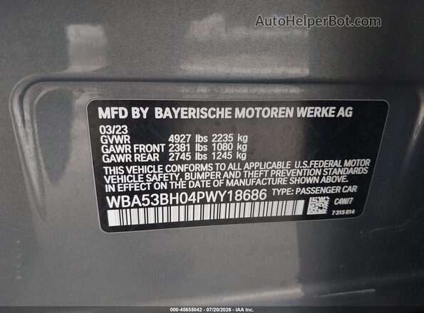 WBA53BH04PWY18686 2023 BMW 5 SERIES Gray Вид підкапотного простору