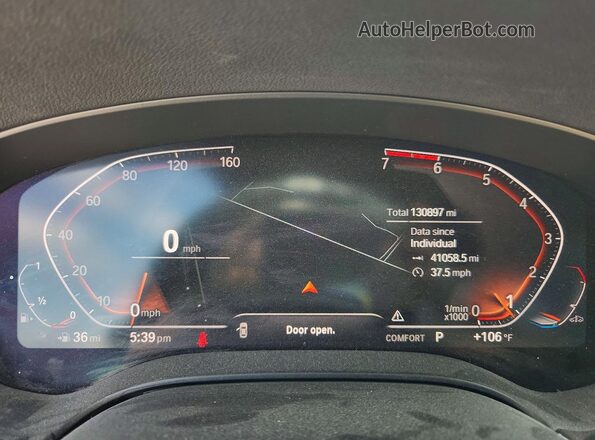 WBA53BH07MCF11352 2021 BMW 5 SERIES White ხელსაწყოთა პანელის ხედი