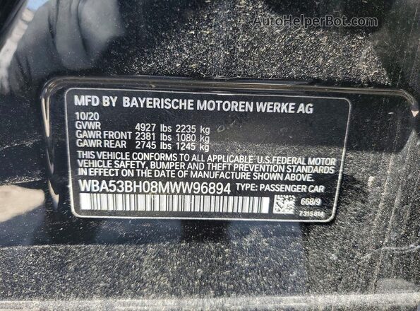 WBA53BH08MWW96894 2021 BMW 5 SERIES Черный Вид подкапотного пространства