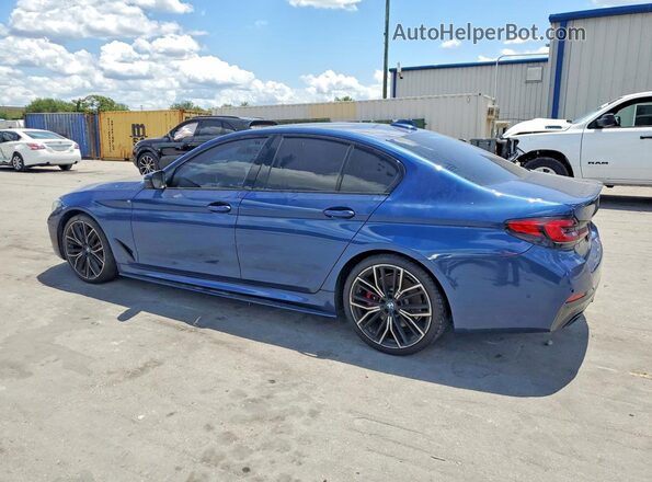 WBA53BH09MCF79216 2021 BMW 5 SERIES Blue Rear left