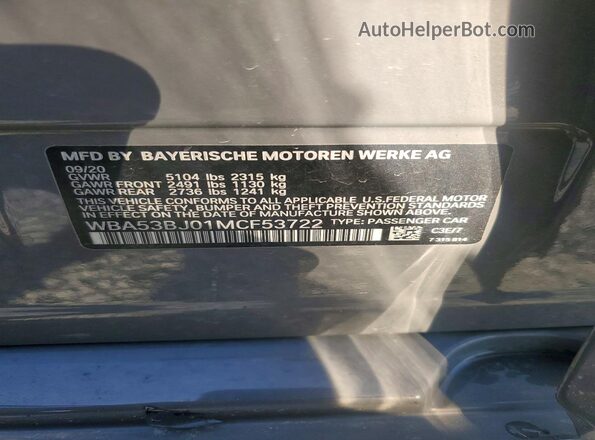 WBA53BJ01MCF53722 2021 BMW 5 SERIES Silver Շարժիչի բաժամունքի տեսք