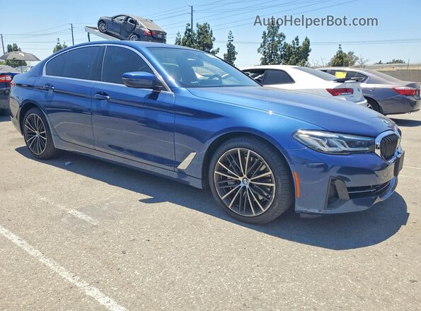 WBA53BJ05MCG14778 2021 BMW 5 SERIES Blue Delantero derecho