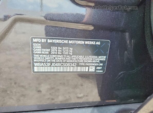 WBA53FJ04RCS08342 2024 BMW 5 SERIES Gray Vista del compartimento del motor