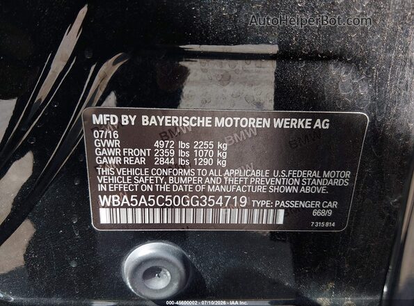 WBA5A5C50GG354719 2016 BMW 5 SERIES Black Շարժիչի բաժամունքի տեսք