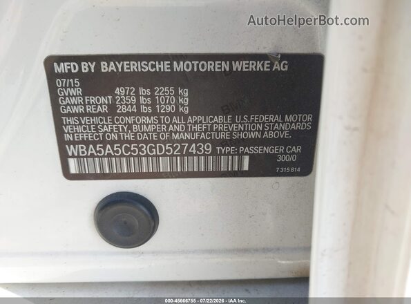 WBA5A5C53GD527439 2016 BMW 5 SERIES White Engine compartment view
