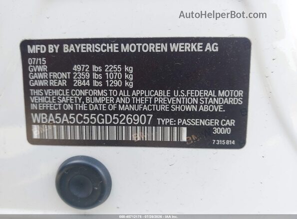 WBA5A5C55GD526907 2016 BMW 5 SERIES Белый Вид подкапотного пространства