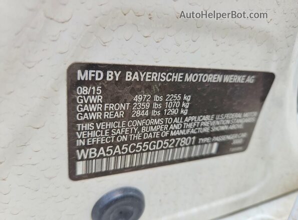 WBA5A5C55GD527801 2016 BMW 5 SERIES White Widok komory silnika