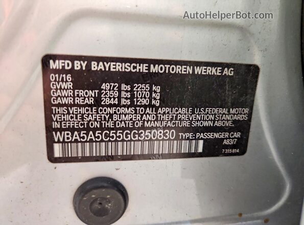 WBA5A5C55GG350830 2016 BMW 5 SERIES Silver Engine compartment view