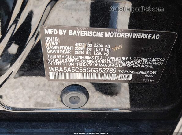 WBA5A5C55GG353789 2016 BMW 5 SERIES Черный Вид подкапотного пространства