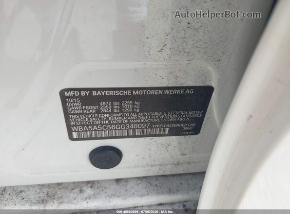 WBA5A5C56GG348097 2016 BMW 5 SERIES Белый Вид подкапотного пространства