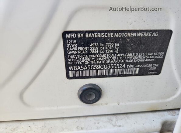 WBA5A5C59GG350524 2016 BMW 5 SERIES White Vista del compartimento del motor