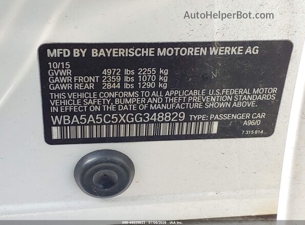 WBA5A5C5XGG348829 2016 BMW 5 SERIES White ძრავის განყოფილების ხედი