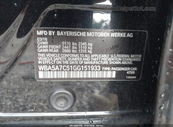 WBA5A7C51GG151933 2016 BMW 5 SERIES Черный Вид подкапотного пространства
