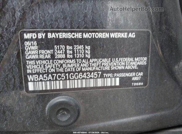 WBA5A7C51GG643457 2016 BMW 5 SERIES Gray Engine compartment view
