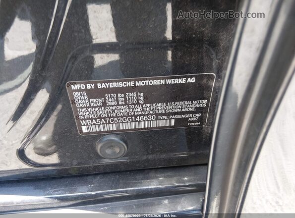 WBA5A7C52GG146630 2016 BMW 5 SERIES Gray ძრავის განყოფილების ხედი