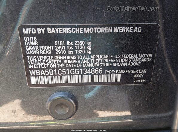 WBA5B1C51GG134866 2016 BMW 5 SERIES Gray ძრავის განყოფილების ხედი