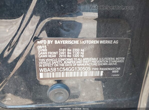 WBA5B1C54GG130505 2016 BMW 5 SERIES Black Engine compartment view