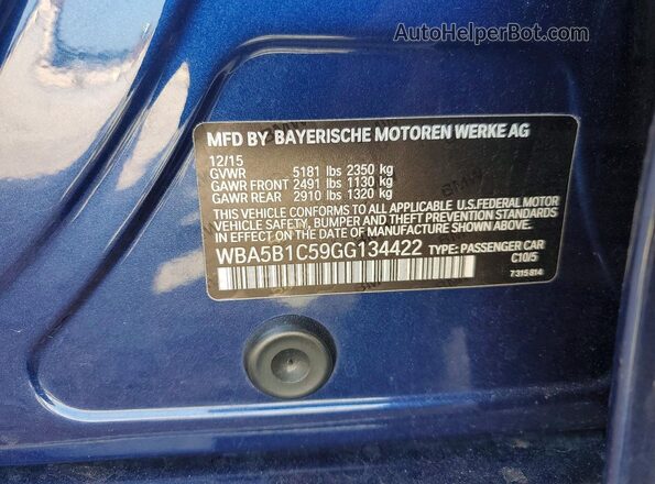 WBA5B1C59GG134422 2016 BMW 5 SERIES Blue Вид підкапотного простору