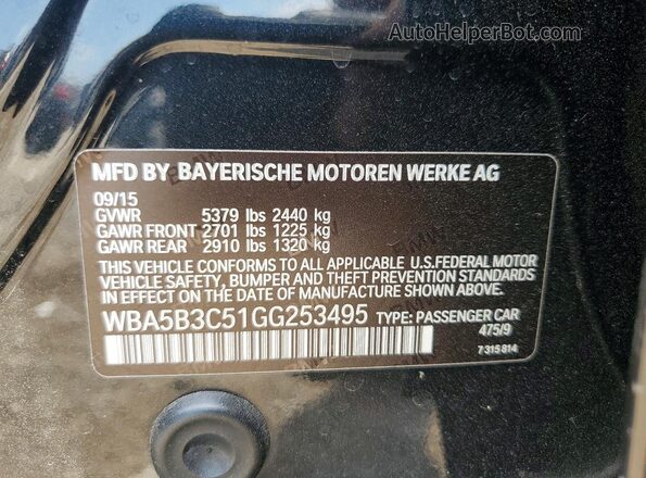 WBA5B3C51GG253495 2016 BMW 5 SERIES Black ძრავის განყოფილების ხედი