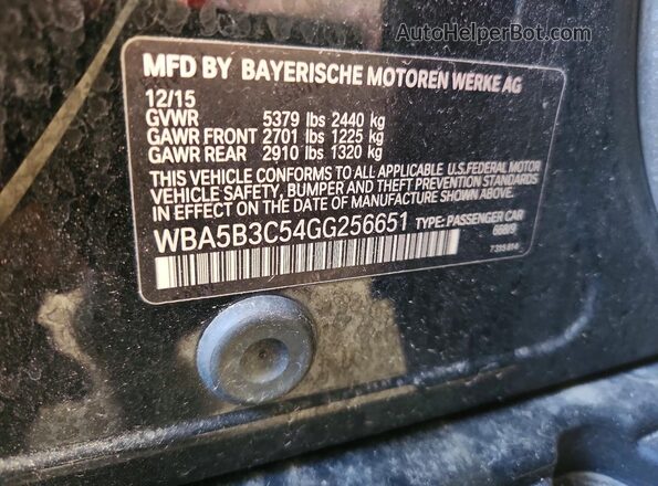 WBA5B3C54GG256651 2016 BMW 5 SERIES Black Вид підкапотного простору