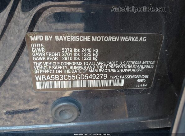 WBA5B3C55GD549279 2016 BMW 5 SERIES Blue Engine compartment view