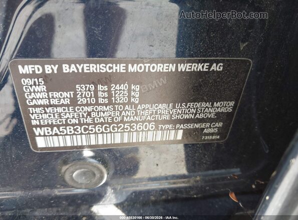 WBA5B3C56GG253606 2016 BMW 5 SERIES Синий Вид подкапотного пространства