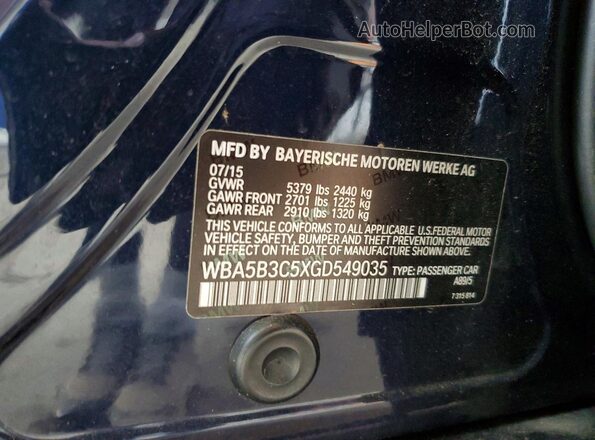 WBA5B3C5XGD549035 2016 BMW 5 SERIES Blue Вид підкапотного простору