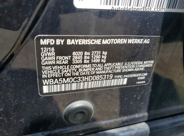 WBA5M0C33HD085319 2017 BMW 5 SERIES Black Vista del compartimento del motor