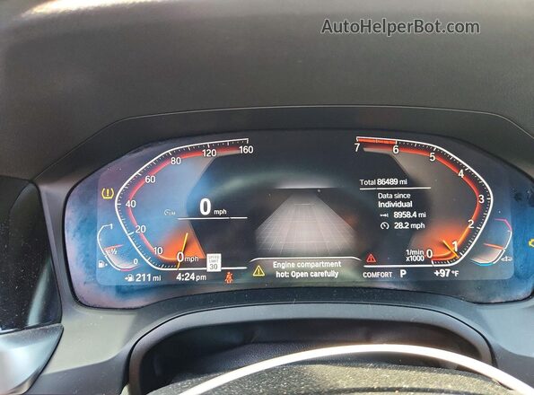 WBA5R1C53KAK08165 2019 BMW 3 SERIES White Instrument cluster view