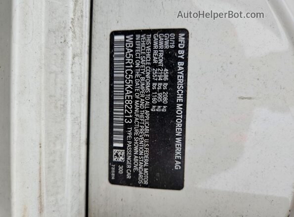 WBA5R1C55KAE82213 2019 BMW 3 SERIES White Vista del compartimento del motor