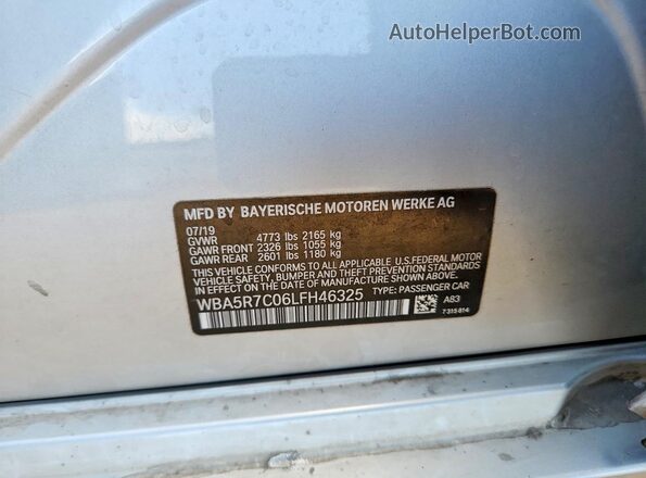 WBA5R7C06LFH46325 2020 BMW 3 SERIES Silver Vista del compartimento del motor