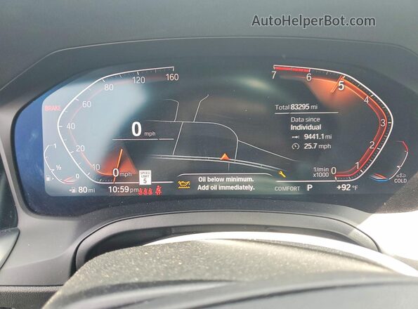 WBA5R7C51KFH26980 2019 BMW 3 SERIES White Вид щитка приладів