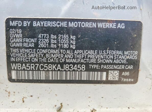 WBA5R7C58KAJ83458 2019 BMW 3 SERIES White Շարժիչի բաժամունքի տեսք