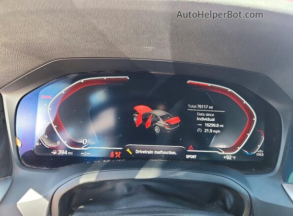 WBA5R7C58KAJ83573 2019 BMW 3 SERIES Orange Widok zestawu wskaźników